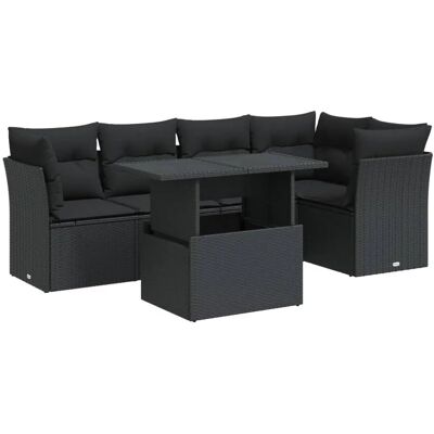 vidaXL Outdoor-Möbel-Set - Schwarz - Garten-Sofagarnitur 6-teilig vidaXL Outdoor-Möbel-Set - Schwarz - Garten-Sofagarnitur 6-teilig