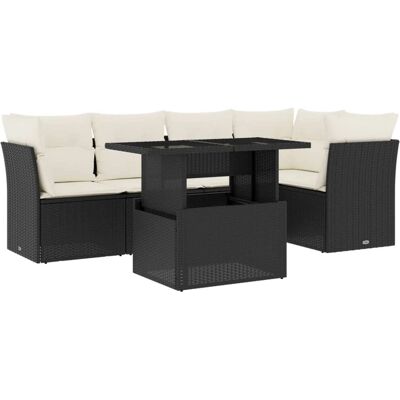 vidaXL Garten-Sofagarnitur - Langlebiges Poly Rattan - Schwarz vidaXL Garten-Sofagarnitur - Langlebiges Poly Rattan - Schwarz