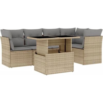 VidaXL 6-tlg. Garten-Sofagarnitur mit Kissen schwarz Poly Rattan - Gartenset VidaXL 6-tlg. Garten-Sofagarnitur mit Kissen schwarz Poly Rattan - Gartenset