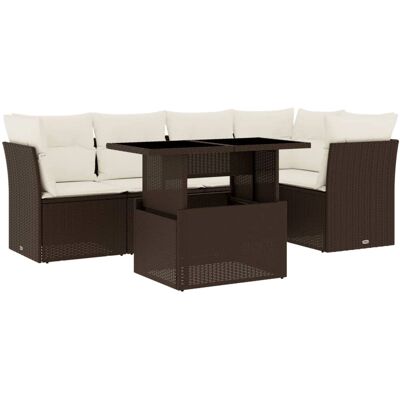 VidaXL Gartenmöbelset - Braun - 6-tlg. Sofagarnitur mit Kissen VidaXL Gartenmöbelset - Braun - 6-tlg. Sofagarnitur mit Kissen