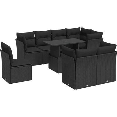 vidaXL Gartenmöbel-Set - Schwarz - Sitzgruppe, Stauraum & Höhenverstellbarer Tisch vidaXL Gartenmöbel-Set - Schwarz - Sitzgruppe, Stauraum & Höhenverstellbarer Tisch