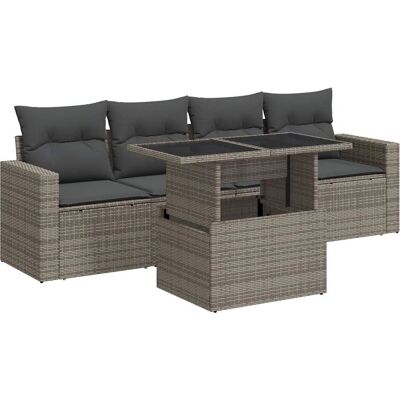 Conjunto de Sofás de Jardín VIDAXL Gris - 5 Piezas Conjunto de Sofás de Jardín VIDAXL Gris - 5 Piezas