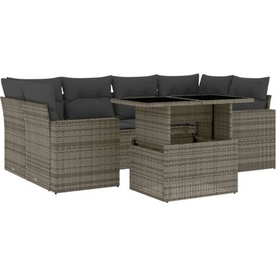 vidaXL Gartenmöbel-Set - Grau - 7-tlg. Sofa mit Kissen vidaXL Gartenmöbel-Set - Grau - 7-tlg. Sofa mit Kissen