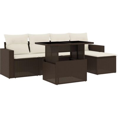 vidaXL 6-tlg. Garten-Sofagarnitur mit Kissen Schwarz vidaXL 6-tlg. Garten-Sofagarnitur mit Kissen Schwarz