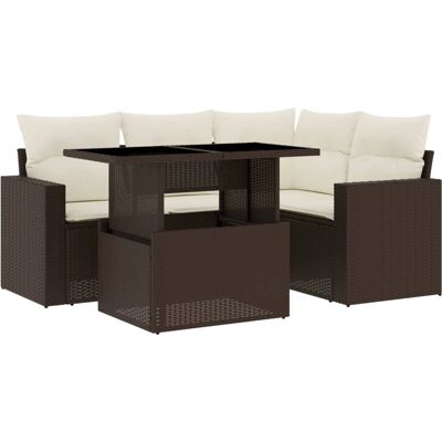 vidaXL 5-teiliges Gartensofa-Set mit Kissen in Schwarz vidaXL 5-teiliges Gartensofa-Set mit Kissen in Schwarz