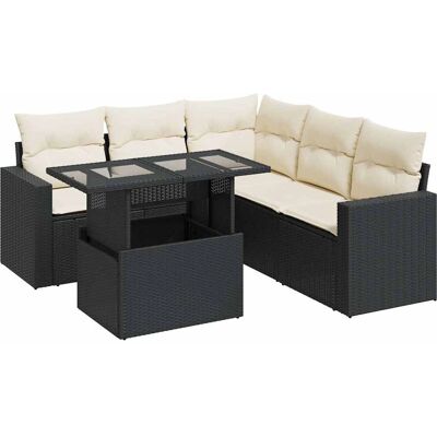Conjunto de muebles de exterior vidaXL - Negro y crema - Almacenamiento impermeable - Mesa ajustable - Marco de acero sólido - Jardín/Terraza Conjunto de muebles de exterior vidaXL - Negro y crema - Almacenamiento impermeable - Mesa ajustable - Marco de acero sólido - Jardín/Terraza
