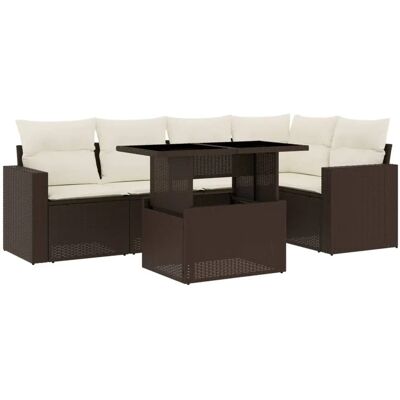 VidaXL Gartenmöbel-Set - Braun und Creme - 6-teiliges Sofa VidaXL Gartenmöbel-Set - Braun und Creme - 6-teiliges Sofa
