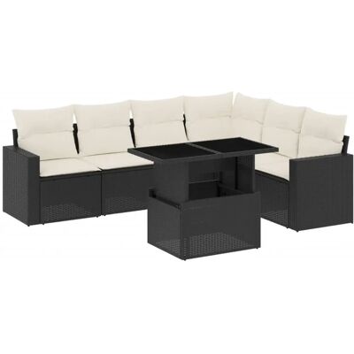 vidaXL 7-tlg. Garten-Sofagarnitur mit Kissen Poly Rattan Schwarz vidaXL 7-tlg. Garten-Sofagarnitur mit Kissen Poly Rattan Schwarz