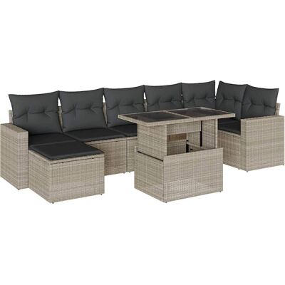 vidaXL 8-tlg. Garten-Sofagarnitur Mit Kissen Hellgrau vidaXL 8-tlg. Garten-Sofagarnitur Mit Kissen Hellgrau