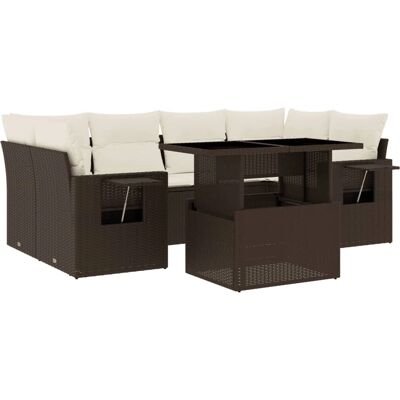 vidaXL 7-Tlg. Garten-Sofagarnitur Mit Kissen Poly Rattan vidaXL 7-Tlg. Garten-Sofagarnitur Mit Kissen Poly Rattan