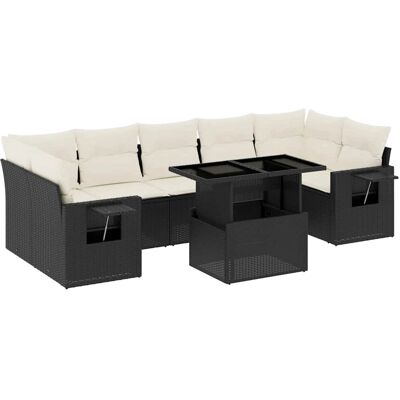 vidaXL 8-Tlg. Garten-Sofagarnitur Mit Kissen Schwarz - Wetterfester PE Rattan, Robuster Stahl, Wasserfester Stauraum vidaXL 8-Tlg. Garten-Sofagarnitur Mit Kissen Schwarz - Wetterfester PE Rattan, Robuster Stahl, Wasserfester Stauraum