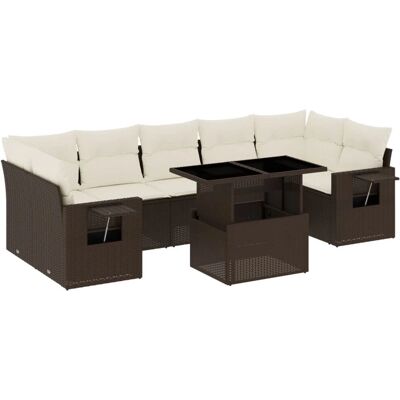 VidaXL 8-Tlg. Garten-Sofagarnitur Mit Kissen Schwarz Poly Rattan VidaXL 8-Tlg. Garten-Sofagarnitur Mit Kissen Schwarz Poly Rattan