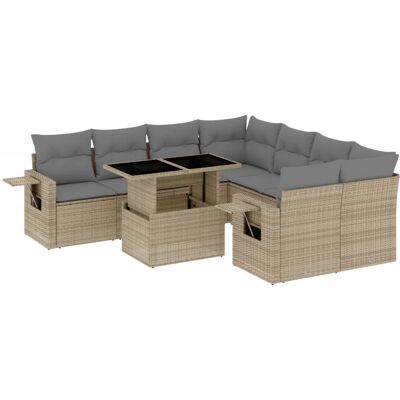 VidaXL Outdoor Möbelset - Beige und Grau - Gartensofa-Set VidaXL Outdoor Möbelset - Beige und Grau - Gartensofa-Set