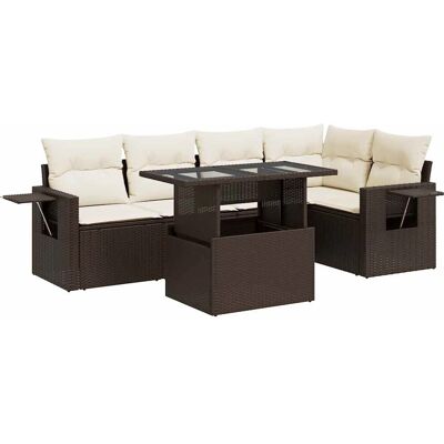 vidaXL 6-Tlg. Garten-Sofagarnitur Mit Kissen Poly Rattan - Braun & Creme Mod vidaXL 6-Tlg. Garten-Sofagarnitur Mit Kissen Poly Rattan - Braun & Creme Mod