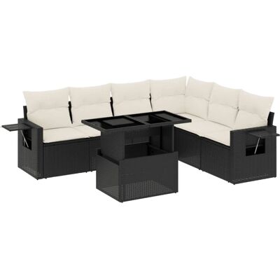 vidaXL 7-tlg. Gartenmöbelset - Rattan Schwarz vidaXL 7-tlg. Gartenmöbelset - Rattan Schwarz