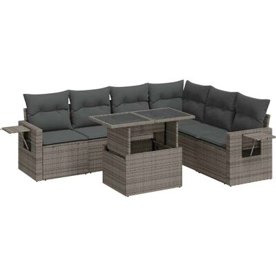 vidaXL 7-tlg. Garten-Sofagarnitur mit Kissen Schwarz Poly Rattan - Grau Modell vidaXL 7-tlg. Garten-Sofagarnitur mit Kissen Schwarz Poly Rattan - Grau Modell