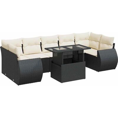 VidaXL Gartenset - Schwarz, 8-teilig, Rattan, Kissen VidaXL Gartenset - Schwarz, 8-teilig, Rattan, Kissen