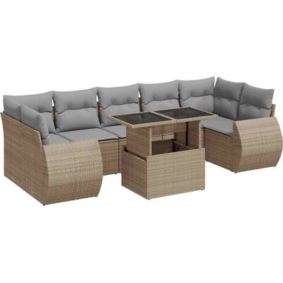 vidaXL Gartensofagarnitur 8-tlg. Poly Rattan Beige vidaXL Gartensofagarnitur 8-tlg. Poly Rattan Beige