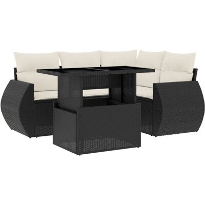 vidaXL Gartenset - Schwarzes Rattan, Kissen, Verstellbarer Tisch vidaXL Gartenset - Schwarzes Rattan, Kissen, Verstellbarer Tisch