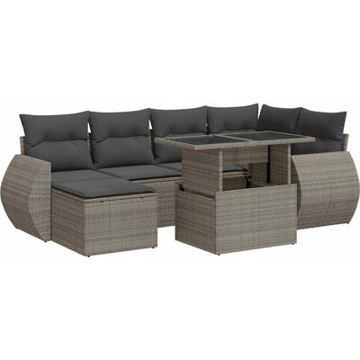 VidaXL Gartenset 7-tlg. Grau - Gartenmöbel mit Kissen VidaXL Gartenset 7-tlg. Grau - Gartenmöbel mit Kissen