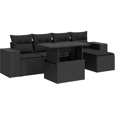 vidaXL 6-Tlg. Garten-Sofagarnitur - langlebiges PE-Rattan, witterungsbeständig, Stauraum, verstellbarer Tisch vidaXL 6-Tlg. Garten-Sofagarnitur - langlebiges PE-Rattan, witterungsbeständig, Stauraum, verstellbarer Tisch