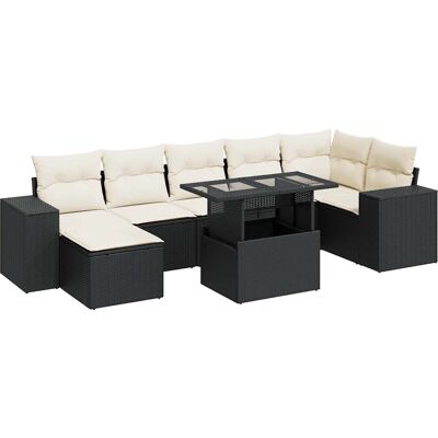vidaXL 8-tlg. Garten-Sofagarnitur mit Kissen - Schwarz und Creme vidaXL 8-tlg. Garten-Sofagarnitur mit Kissen - Schwarz und Creme