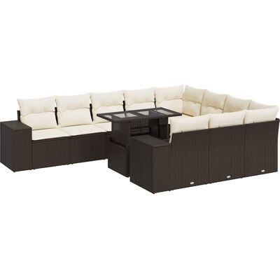 vidaXL Gartenmöbelset - Braun, 11-tlg, Gartensofa mit Kissen vidaXL Gartenmöbelset - Braun, 11-tlg, Gartensofa mit Kissen