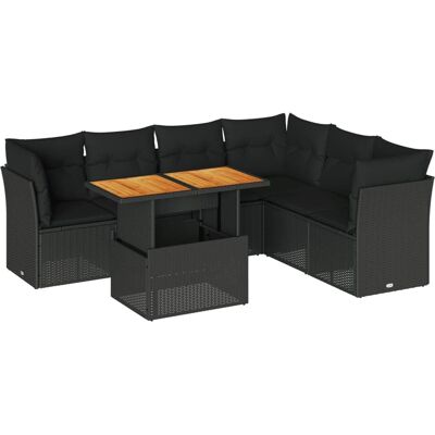 VidaXL 7-teiliges Garten-Sofagarnitur Schwarz - Poly Rattan VidaXL 7-teiliges Garten-Sofagarnitur Schwarz - Poly Rattan
