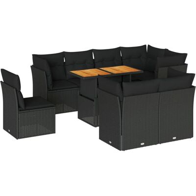 vidaXL 9-teilige Garten-Sofagarnitur - Schwarz Poly Rattan - Outdoor vidaXL 9-teilige Garten-Sofagarnitur - Schwarz Poly Rattan - Outdoor