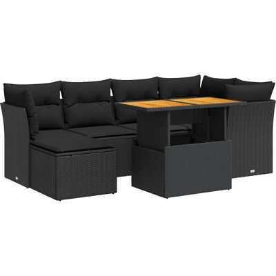 VidaXL Gartenmöbelset - Schwarz - Langlebiges Kunststoff-Rattan - 7-tlg. VidaXL Gartenmöbelset - Schwarz - Langlebiges Kunststoff-Rattan - 7-tlg.
