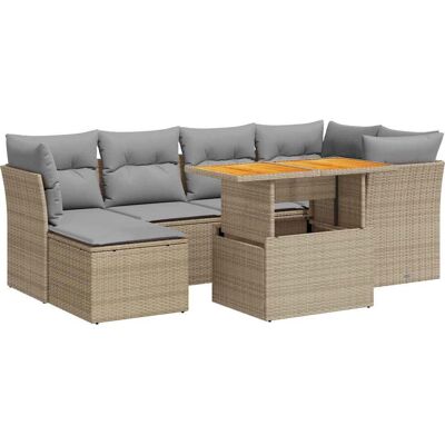 vidaXL 7-Tlg. Garten-Sofagarnitur Mit Kissen Schwarz Poly Rattan - Garten-Sofagarnitur vidaXL 7-Tlg. Garten-Sofagarnitur Mit Kissen Schwarz Poly Rattan - Garten-Sofagarnitur