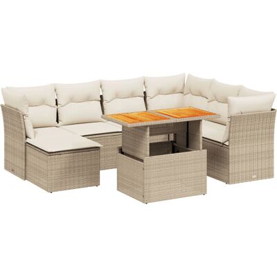 VidaXL 8-tlg. Garten-Sofagarnitur mit Kissen Schwarz Poly Rattan - beige, verstellbar, modular VidaXL 8-tlg. Garten-Sofagarnitur mit Kissen Schwarz Poly Rattan - beige, verstellbar, modular