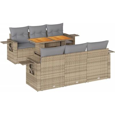 vidaXL 7-tlg. Garten-Sofagarnitur Mit Kissen Beige Poly Rattan vidaXL 7-tlg. Garten-Sofagarnitur Mit Kissen Beige Poly Rattan
