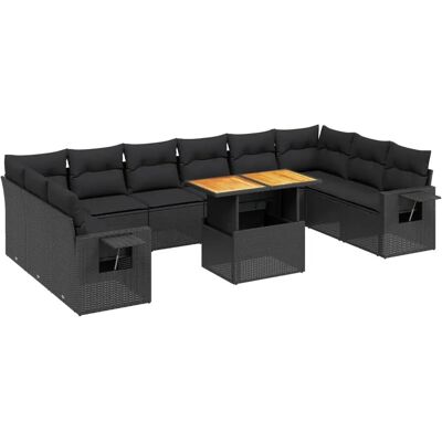 vidaXL 11-tlg. Garten-Sofagarnitur mit Kissen in Schwarz vidaXL 11-tlg. Garten-Sofagarnitur mit Kissen in Schwarz