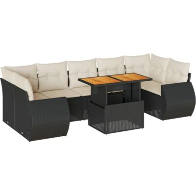 vidaXL 8-Tlg. Garten-Sofagarnitur - Schwarz & Creme - Gartenmöbel vidaXL 8-Tlg. Garten-Sofagarnitur - Schwarz & Creme - Gartenmöbel