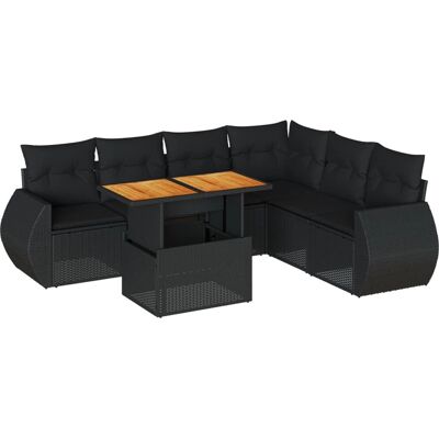 vidaXL 7-tlg. Garten-Sofagarnitur Schwarz - Poly Rattan - Wetterfest - Gartenmöbel vidaXL 7-tlg. Garten-Sofagarnitur Schwarz - Poly Rattan - Wetterfest - Gartenmöbel