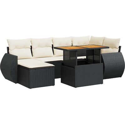 vidaXL 7-teilige Garten-Sofagarnitur mit Kissen, Schwarz vidaXL 7-teilige Garten-Sofagarnitur mit Kissen, Schwarz