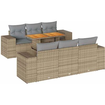 VidaXL Gartenmöbel-Set - Beige, 7-teilig, Modulares Sofa VidaXL Gartenmöbel-Set - Beige, 7-teilig, Modulares Sofa