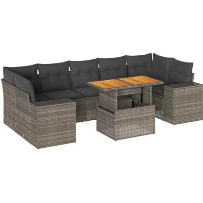 vidaXL 8-Teilig Garten-Sofagarnitur mit Kissen - Grau - Outdoor Möbel vidaXL 8-Teilig Garten-Sofagarnitur mit Kissen - Grau - Outdoor Möbel