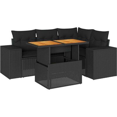 vidaXL 5-tlg. Garten-Sofagarnitur mit Kissen Schwarz Poly Rattan - Modular und wetterfest - Bequeme Sitze vidaXL 5-tlg. Garten-Sofagarnitur mit Kissen Schwarz Poly Rattan - Modular und wetterfest - Bequeme Sitze
