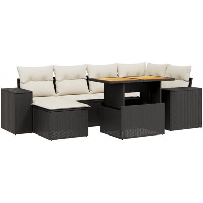 vidaXL 7-teilige Gartensofagarnitur mit Kissen Schwarz vidaXL 7-teilige Gartensofagarnitur mit Kissen Schwarz