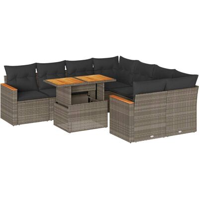 vidaXL Grau 9-teilige Gartensofagarnitur - Outdoormöbel vidaXL Grau 9-teilige Gartensofagarnitur - Outdoormöbel