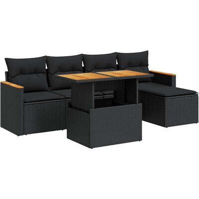 vidaXL Gartenmöbel-Set 6-teilig Schwarz - Gartenmöbel-Set vidaXL Gartenmöbel-Set 6-teilig Schwarz - Gartenmöbel-Set