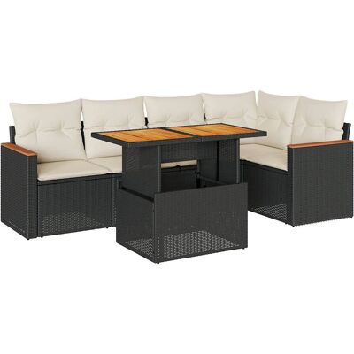 vidaXL Schwarz und Creme Garten-Sofagarnitur - Outdoormöbel vidaXL Schwarz und Creme Garten-Sofagarnitur - Outdoormöbel
