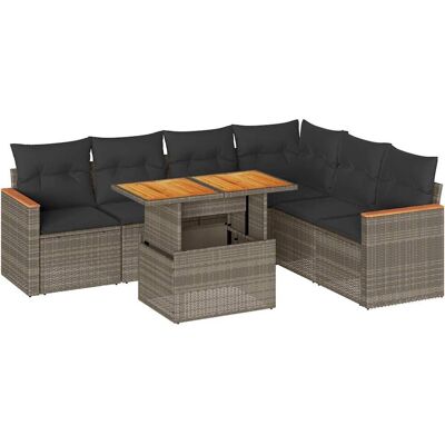 vidaXL 7-Tlg. Garten-Sofagarnitur mit Kissen - Gartengarnitur vidaXL 7-Tlg. Garten-Sofagarnitur mit Kissen - Gartengarnitur