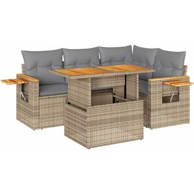 vidaXL Gartenmöbel-Set - Beige - Gartensofa mit Kissen vidaXL Gartenmöbel-Set - Beige - Gartensofa mit Kissen
