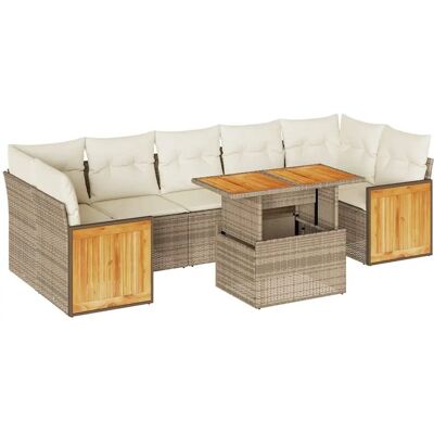 vidaXL 8-tlg. Garten-Sofagarnitur Beige - Modular vidaXL 8-tlg. Garten-Sofagarnitur Beige - Modular