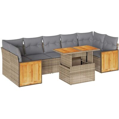 vidaXL 8-tlg. Gartenmöbel-Set - Modular, Witterungsbeständig, Beige vidaXL 8-tlg. Gartenmöbel-Set - Modular, Witterungsbeständig, Beige