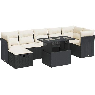 vidaXL 8-tlg. Garten-Sofagarnitur mit Kissen Schwarz vidaXL 8-tlg. Garten-Sofagarnitur mit Kissen Schwarz