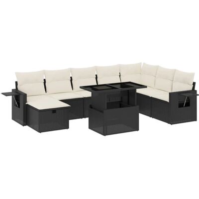 vidaXL Gartenset - Schwarz und Creme - Wetterfestes Poly Rattan - Gartenmöbel vidaXL Gartenset - Schwarz und Creme - Wetterfestes Poly Rattan - Gartenmöbel